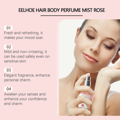 Eelhoe 30ml Rose Body Hair Perfume Spray Fresh Elegant Lasting Floral Fragrance Pheromone Flirting Dating Charming Perfume Spray