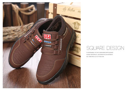 FUQIAO Hot Fur Men's Casual Shoes Warm Flats British Style Leather Footwear Comfort Non-slip Winter Boots Men Plus Size 46