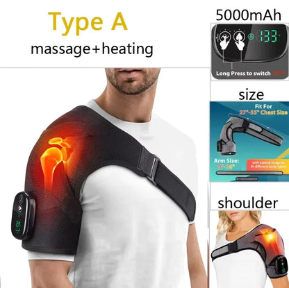 Electric Heating Heated Shoulder Brace Wrap Shoulder Massage Support Belt Strap with Adjustable of Heating - AMULET RING STORE