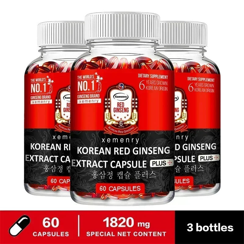 Korean Red Ginseng Supplement - Supports Overall Health, Boosts Energy Production, Relieves Stress, and Strengthens ImmunitySupp - AMULET RING STORE