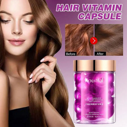 Hair Styling Serum for Frizzy & Dry Hair Rose Essence Oil Capsules Leave-in Anti Frizz Conditioner Repairs Dry, Damaged Hair - AMULET RING STORE