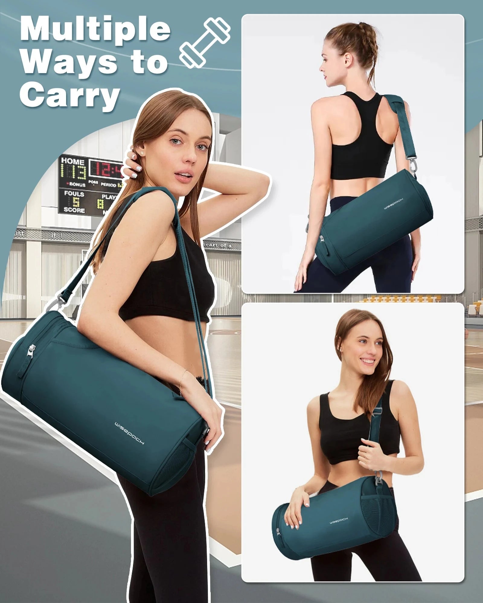 Sports Fitness Bag Women Travel Bag Multi-functional Handbag Yoga Bag Short-Distance Weekender Travel Package Swimming Gym Bags