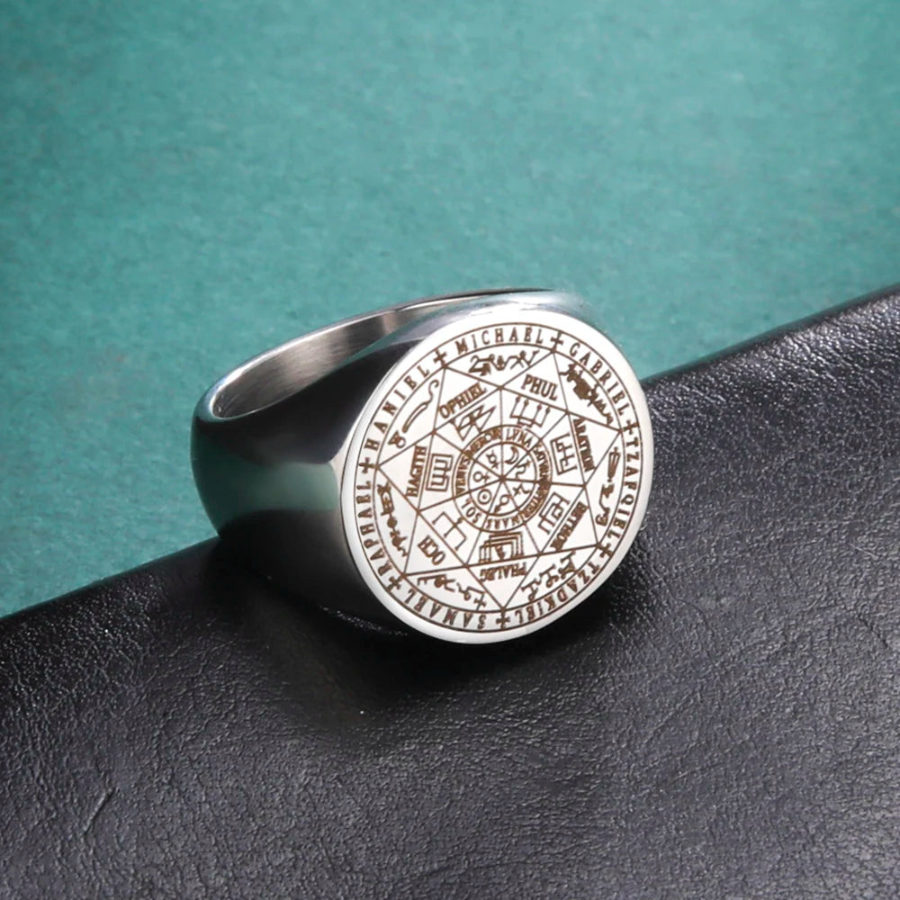 New 2025 Seal of The Seven Archangels Viking Ring Secret of Universe Rings for Men