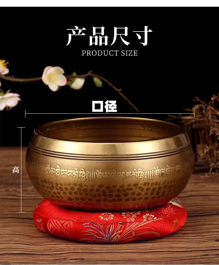 Tibetan Singing Bowl Buddhist Meditation Massage Yoga Chakra Nepal Singing Bowls Sound Healing Instruments with Accessories Gift - AMULET RING STORE