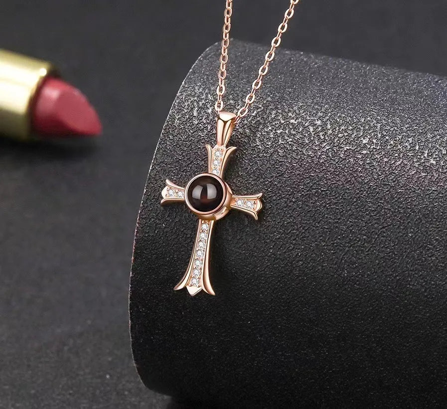 Fashion Projection Necklace Jewelry Personalized Photo Custom Cross Pendant Suitable For Male And Female Couples To Give Gifts - AMULET RING STORE