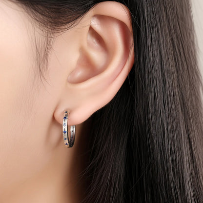 925 Sterling Silver Exquisite Blue star Earrings Jewelry Versatile Hoop Earrings For Women Jewelry Birthday Party Gifts - AMULET RING STORE