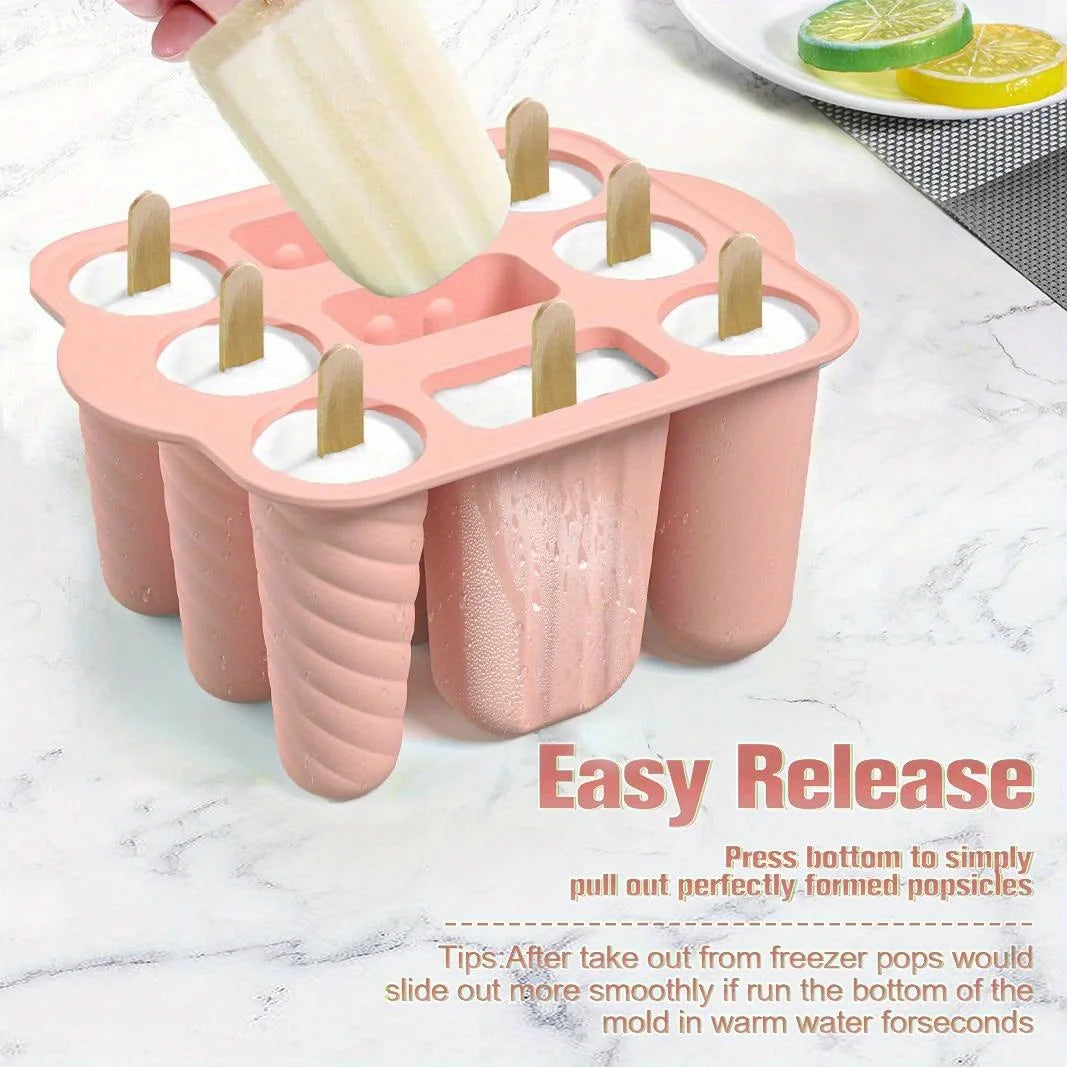 Popsicles Mold Reusable Easy-Release Silicone Homemade Maker Ice Pop Mold Trays with 50 Popsicle Sticks Summer Gifts - AMULET RING STORE