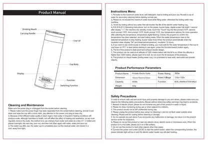 Portable Electric Kettles Tea Coffee Kettle Mini Travel Boil Water Stewable Keep Warm Appliances Thermo Anti-Scald Bottle - AMULET RING STORE