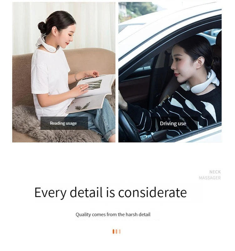 Neck Massage Intelligent Charging Heating Hot Pressing Magnetic Pulse Fashion Multi User Usage Portable Pulse Neck Massager