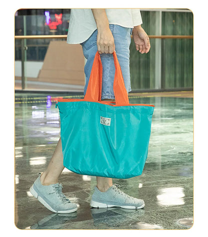 Large-sized drawstring eco-friendly supermarket shopping bag fashionable single-shoulder bag foldableportable handbag,waterproof - AMULET RING STORE