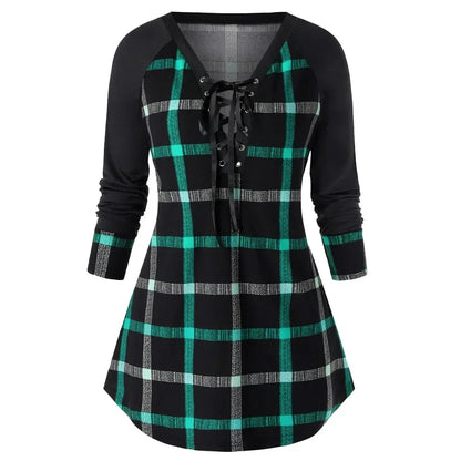 Large discount Loose Women Long T Shirt Casual Female Plaid T-Shirts Blusa Feminina Tshirt Woman Clothing Tops Tee Camisas Mujer