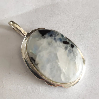Genuine Moonstone Rose Quartz Pyrite Azurite  Pendant