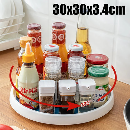 1/4Pcs 360 Rotatable Anti Sliding Kitchen Condiment Rotatable Storage Rack Tableware Cabinet Round Multi Functional Storage Rack - AMULET RING STORE