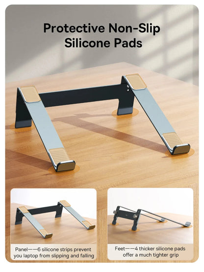 Baseus Laptop Stand Support for Notebook Aluminum Alloy 4 Gears Adjustable Vertical Stand For Macbook Air Pro 17'' Laptop Stand - AMULET RING STORE