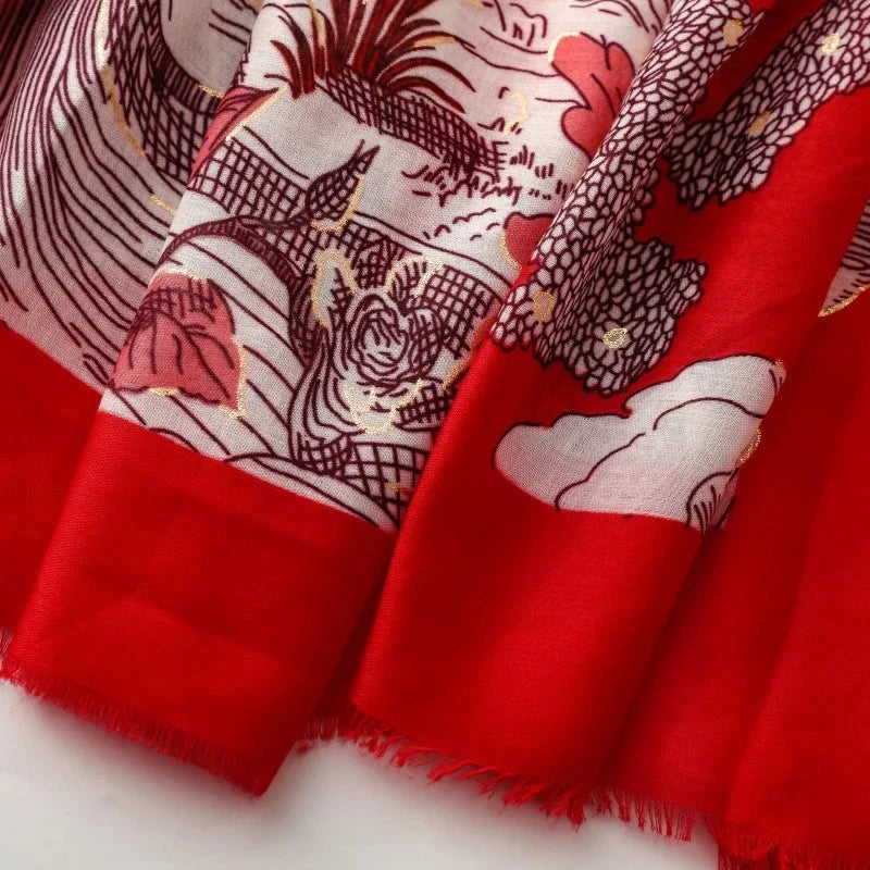 Retro Bohemian Women Viscose Scarf Big Size 88*180cm Cotton Linen Feeling Soft Shawl Tassel Hijab Wrap Summer Soft Beach