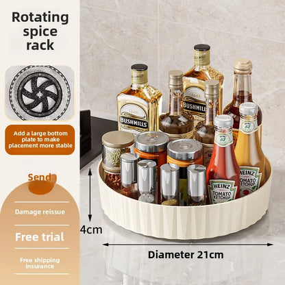 360° Rotating Plastic Storage Rack Bathroom Storage Organizer Kitchen Snack Food Oil Seasoning Bottle Storage Rack Fruit Tray - AMULET RING STORE