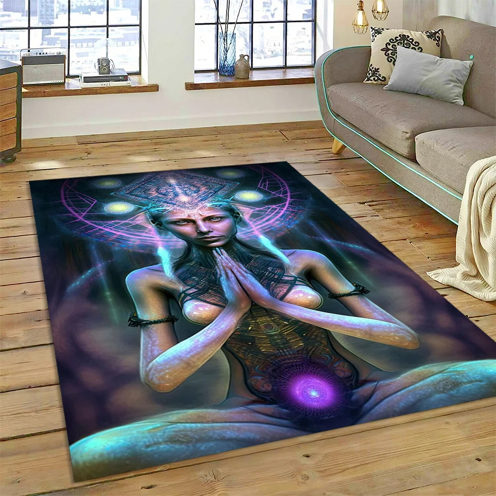 Naturalize Yoga Zen Meditation Rainbow 7 Chakra Carpet Rug for Home Living Room Bedroom Sofa Doormat Decor,Area Rug Non-slip Mat