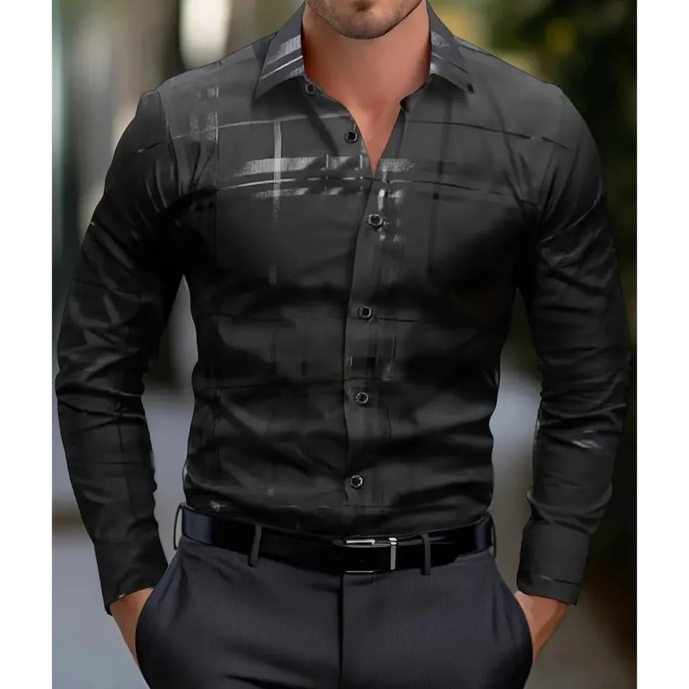 Men's Hawaiian Shirt Blue Striped Printed Shirt Fashion Elegant Summer Beach Shirt Temperament Streetwear Lapel Mens Clothing