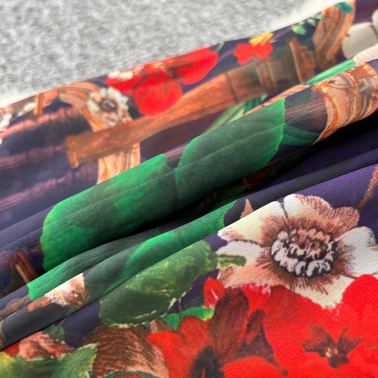 SINGREINY Vintage Print Chiffon Dresses Women Lantern Sleeve O Neck Design Fashion High Quality Court Floral Pleated Long Dress