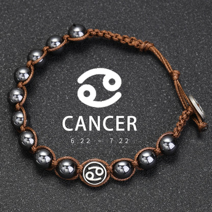 12 Zodiac Signs Natural Stone Bracelets Leo Capricorn Taurus Cancer Bracelets Women Men Couple Friendship Jewelry Gift Bracelets