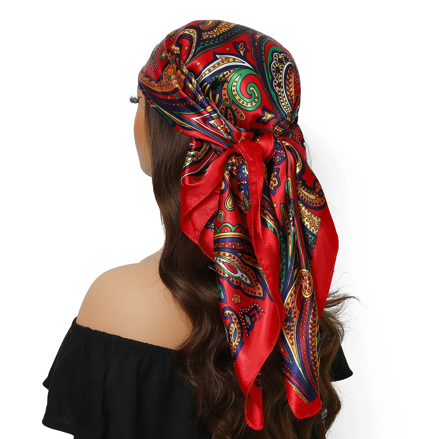 Head Scarf Women Luxury Brand Square 90*90cm Silk Foulard Satin Bandana Cheveux Soft Neckerchief Hijab Hair Scarves For Ladies - AMULET RING STORE