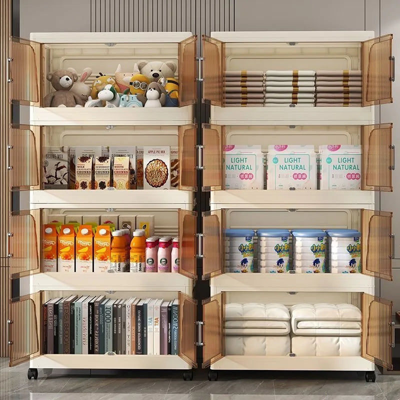 2025 Folding Living Room Cabinet Multifunction Closet Organizer With Wheel Stackable Sundries Large Capacity Storage Box Shelf - AMULET RING STORE