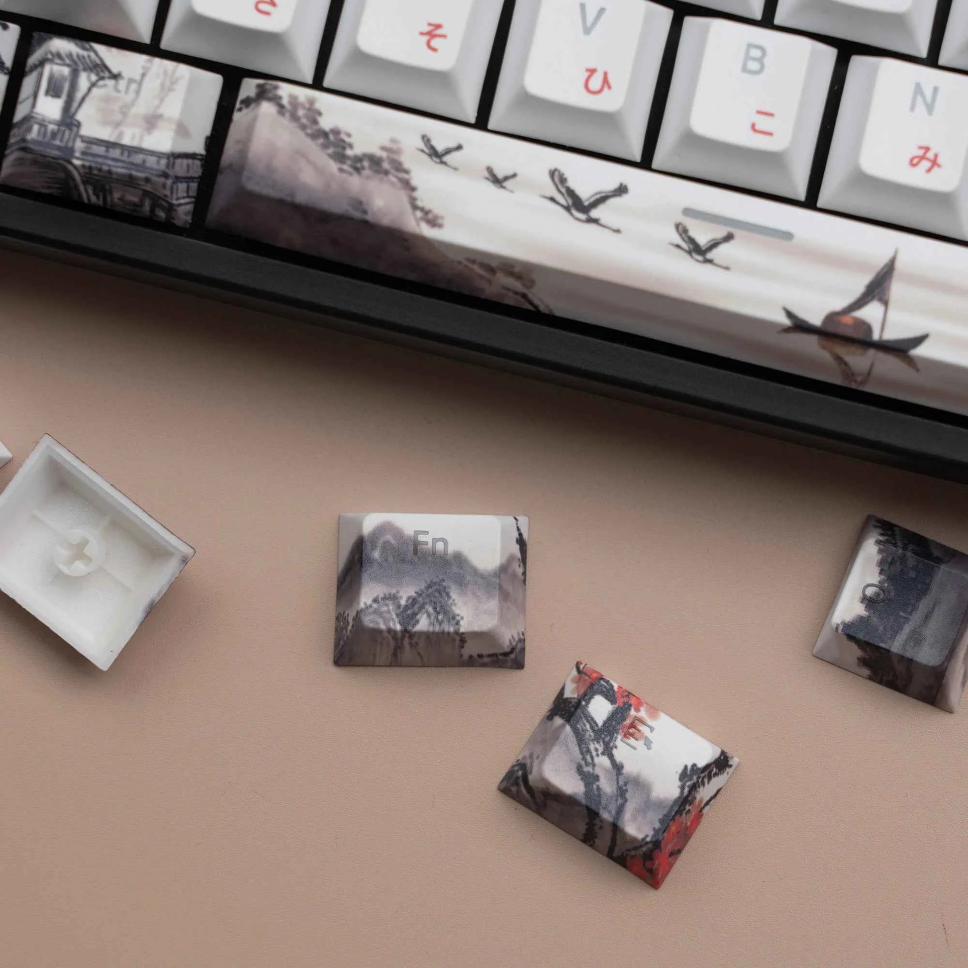 127 Keys Plum Blossom Top Backlit Cherry Profile Keycap PBT Keycap Dye-Sub Cherry MX Switches For Gamer Mechanical Keyboard
