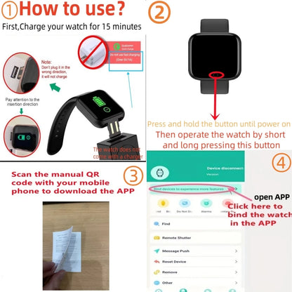 Smartwatch Men Women Wristwatches Smart Watch Message Fitness Monitor Bracelet Birthday Gift Electronic Clock For Android IOS - AMULET RING STORE