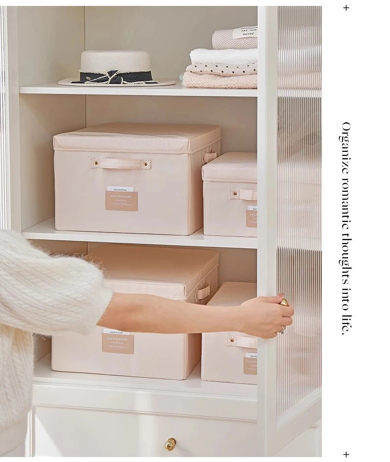 Fabric Foldable Storage Box With Lid Organizer For Clothes Large Capacity Quilt Blanket Toy Storage Closet Wardrobe Organizer - AMULET RING STORE