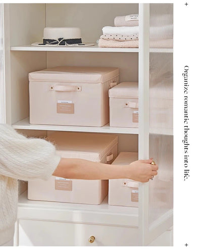 Fabric Foldable Storage Box With Lid Organizer For Clothes Large Capacity Quilt Blanket Toy Storage Closet Wardrobe Organizer - AMULET RING STORE