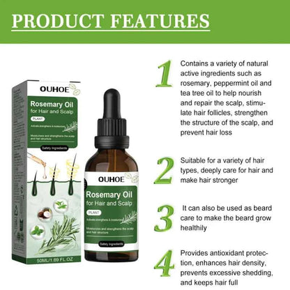 Rosemary Hair Growth Oil Anti Hairs Loss Treatment Mint Hair Strengthening Oil Nourishing Roots Regrowth Hair For Men Women 50ml