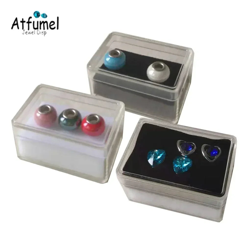 Transperant Square Diamond Jewelry Storage Box Stone Display Case Round Gemstone Organizer 1Pc Small Coin Ring Travel Gift Box - AMULET RING STORE