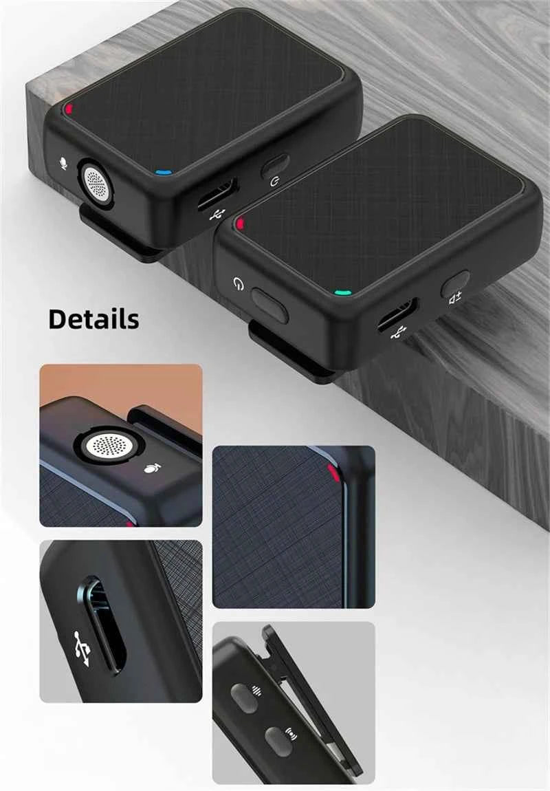 Wireless Lavalier Recording Microphone Dual Channel Lapel Mic System with 98ft For Smartphone DSLR Camera DV Vlog YouTube Live