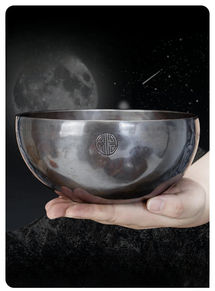 Full Moon Tibetan Singing Bowl Handmade Mindfulness Meditation Nepal Singing Bowls Yoga Chakra Sound Healing Therapy Accessories - AMULET RING STORE