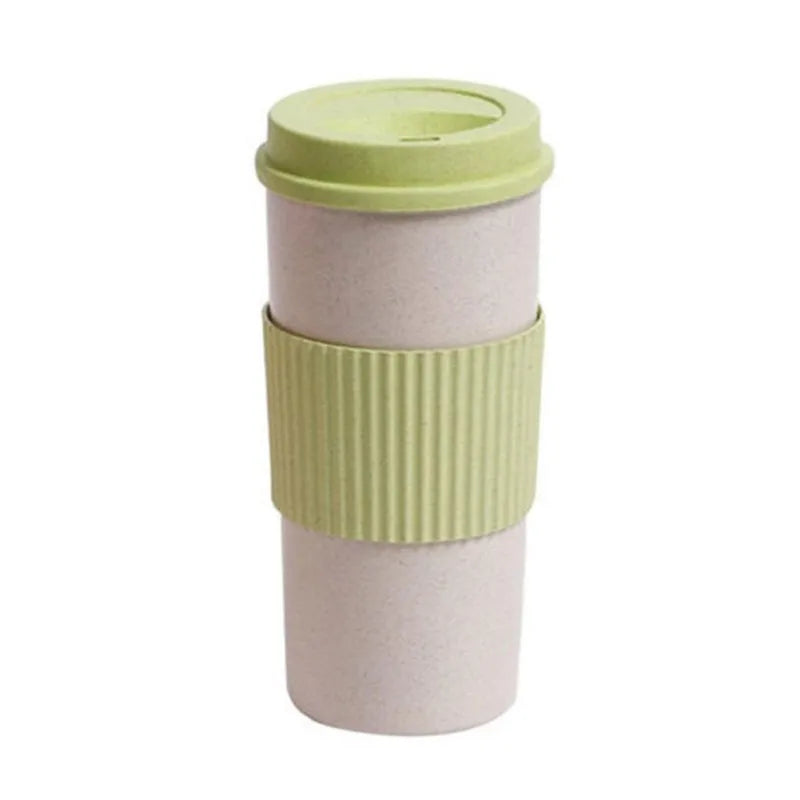 350/450/550ml Wheat Straw Coffee Cup Portable High Temperature Resistant Water Cup With Lid Reusable Eco-Friendly Travel Mug - AMULET RING STORE