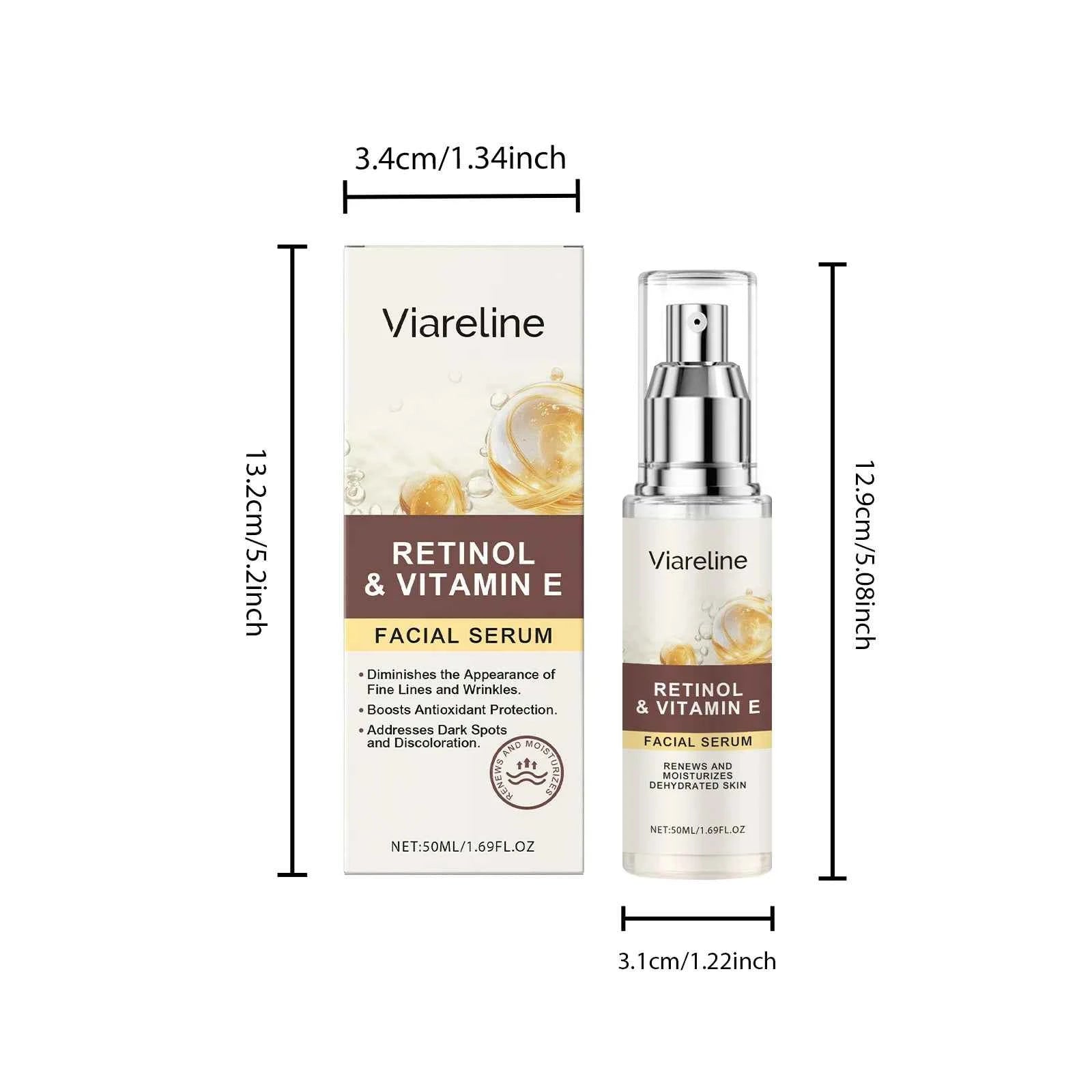 Viareline Retinol Facial Serum Gentle Hydrating Remove Dark Spots Fade Fine Lines Lasting Booster Glowing Daily Skin Face Serum