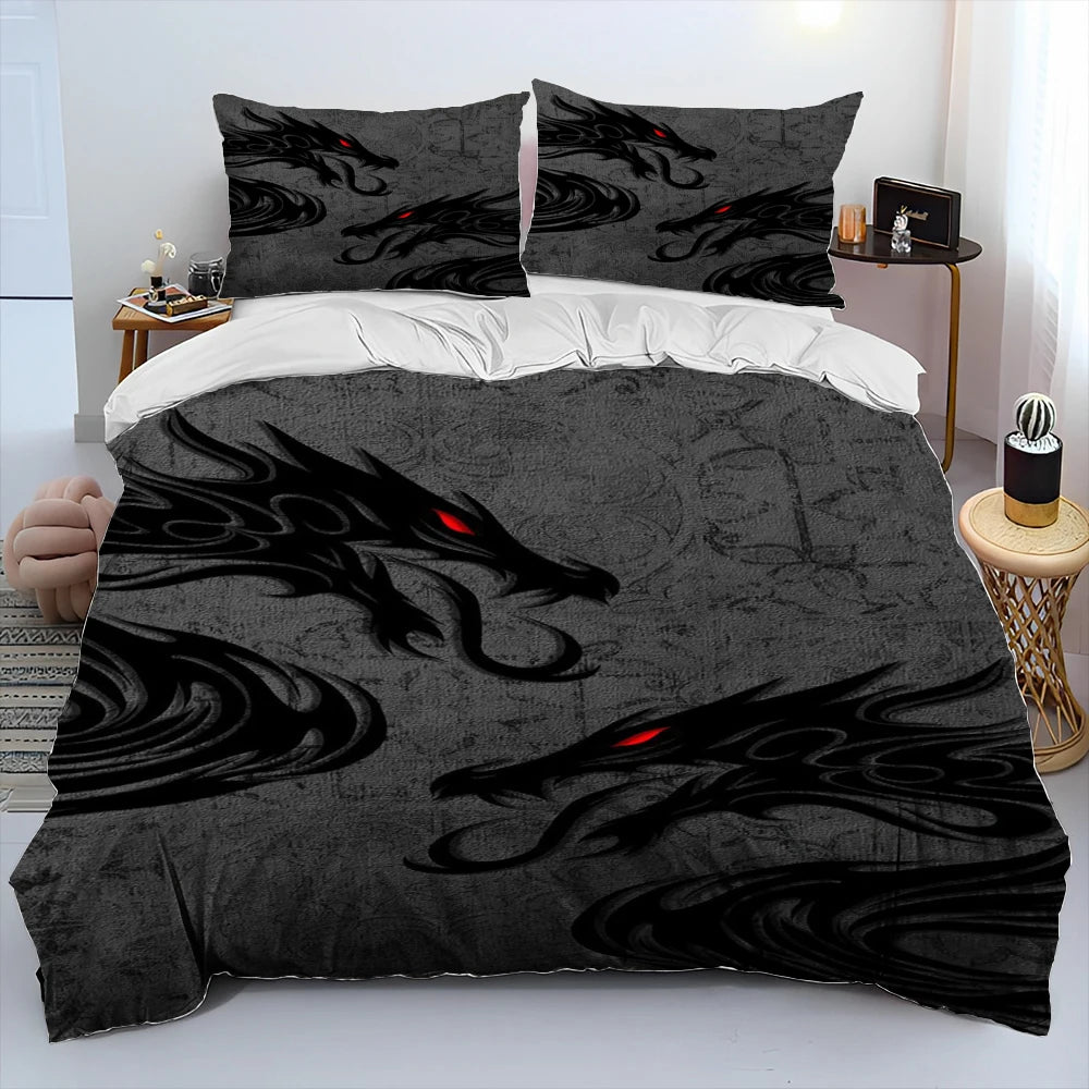 Dragon Cartoon Comforter Bedding Set,Duvet Cover Bed Set Quilt Cover Pillowcase,King Queen Size Bedding Set for Adult Child Gift