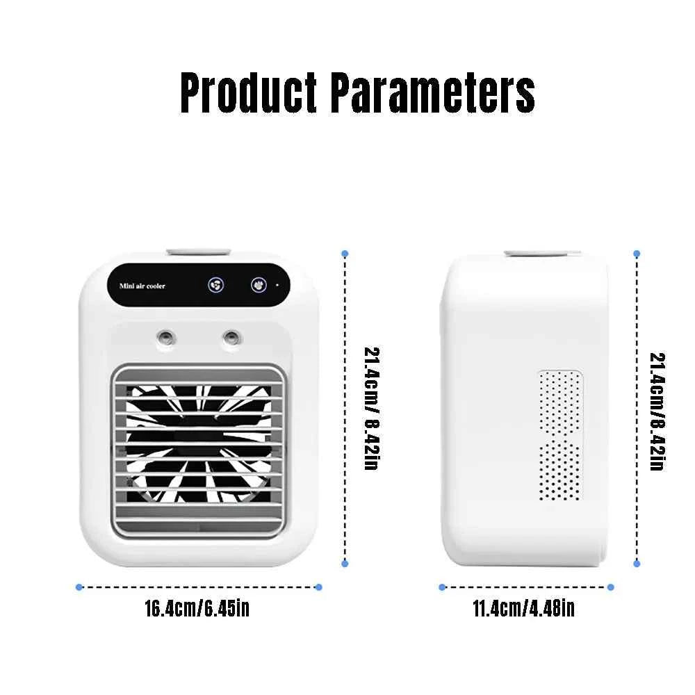 Mini Cold Airconditioner Fan 2-Speed 1800mHA Humidifier Mist Cooler USB Charging 500ml Water Tank Cooler for Home Office Dorm