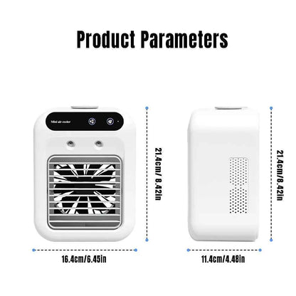 Mini Cold Airconditioner Fan 2-Speed 1800mHA Humidifier Mist Cooler USB Charging 500ml Water Tank Cooler for Home Office Dorm