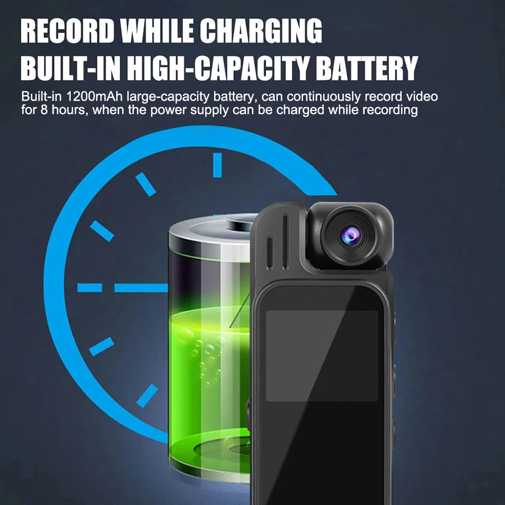 Mini Body Camera 1080P HD Sports Camera Infrared Night Vision Digital Video Recorder 1.3 Inch Bodycam Police Small Camcorder - AMULET RING STORE