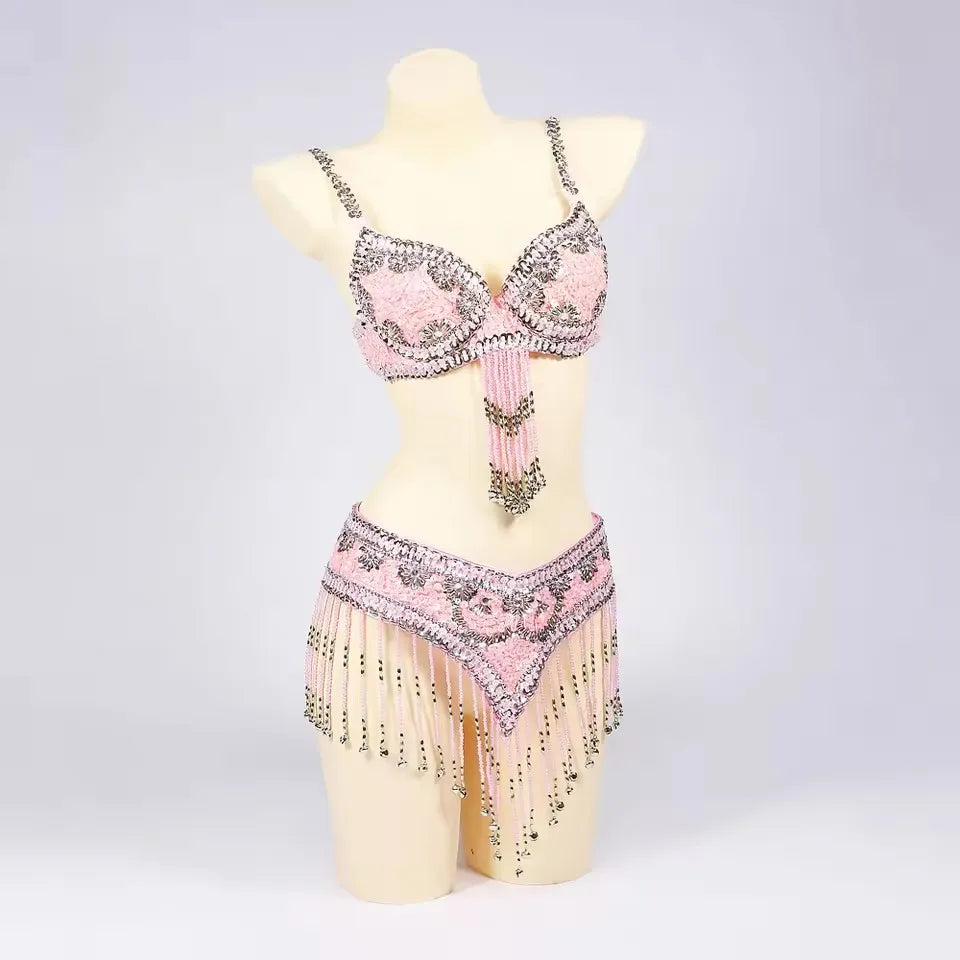 Special Customizable Hand Beaded Oriental Belly Dance Costumes Bra or Belt Separately XL Size 20-30 days