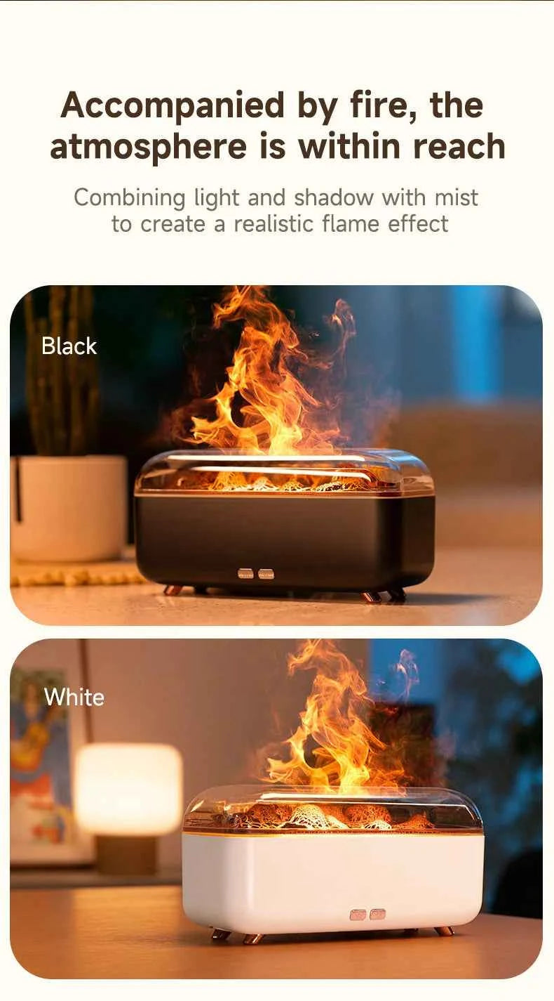 Flame Essential Oil Diffuser with Colorful Night Lights 300ML USB Home Ultrasonic Aromatherapy Fragrant Oil Humidifier Vaporizer