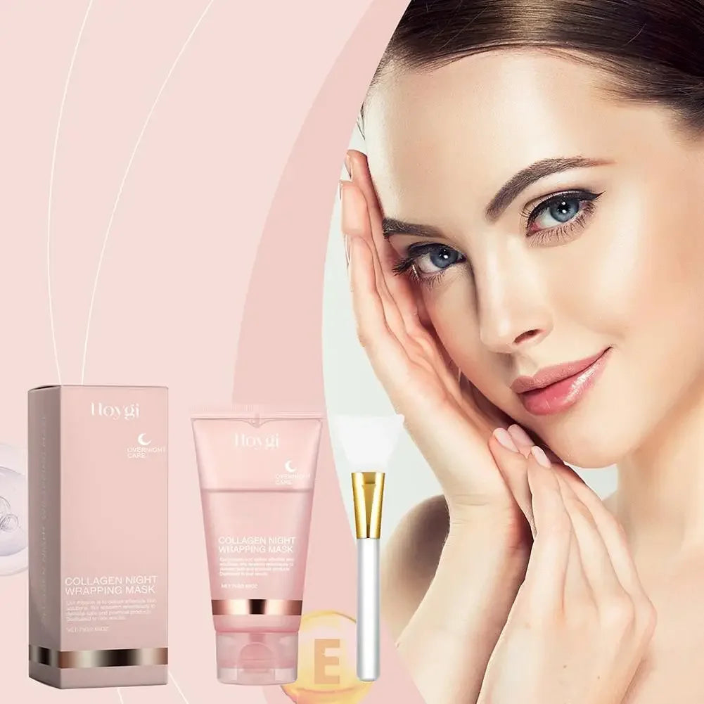 Collagen Overnight Wrapping Peel Off Facial Mask, Korean Collagen Night Wrapping Mask Deeply Hydrates Night Care Mask Cream 75ml - AMULET RING STORE
