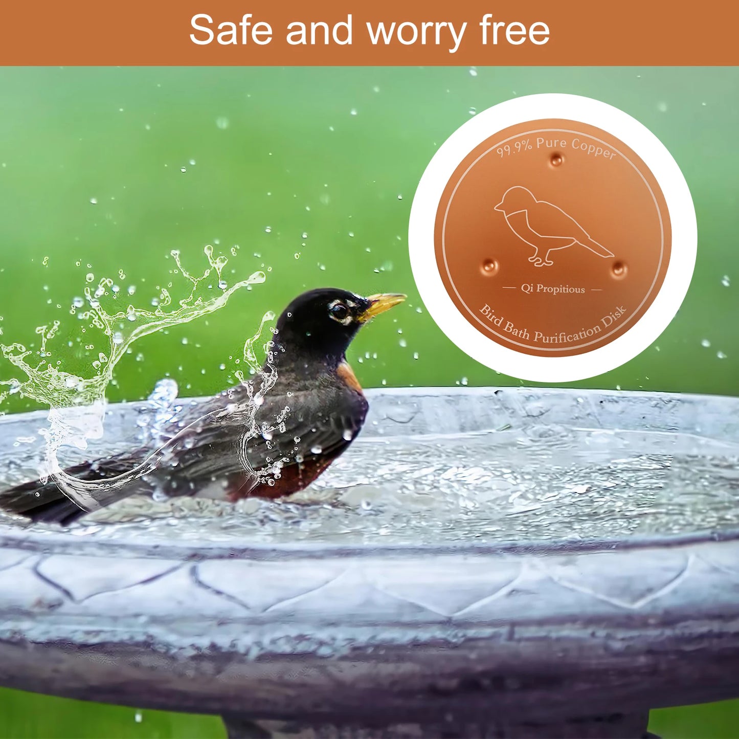 2Pcs Bird Bath Copper Disk With 3 Point Support Bird Bath Purification Plate Garden Outdoor Feeder Tray Cleaner Water Bowl - AMULET RING STORE