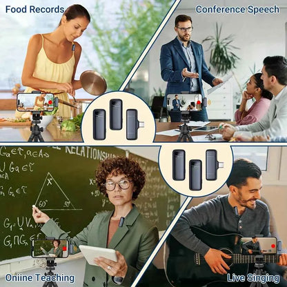 Wireless  Microphone Lavalier with Charging Case Windproof Fleece Suitable for Phones Laptop Devices with Noise canceling MIC