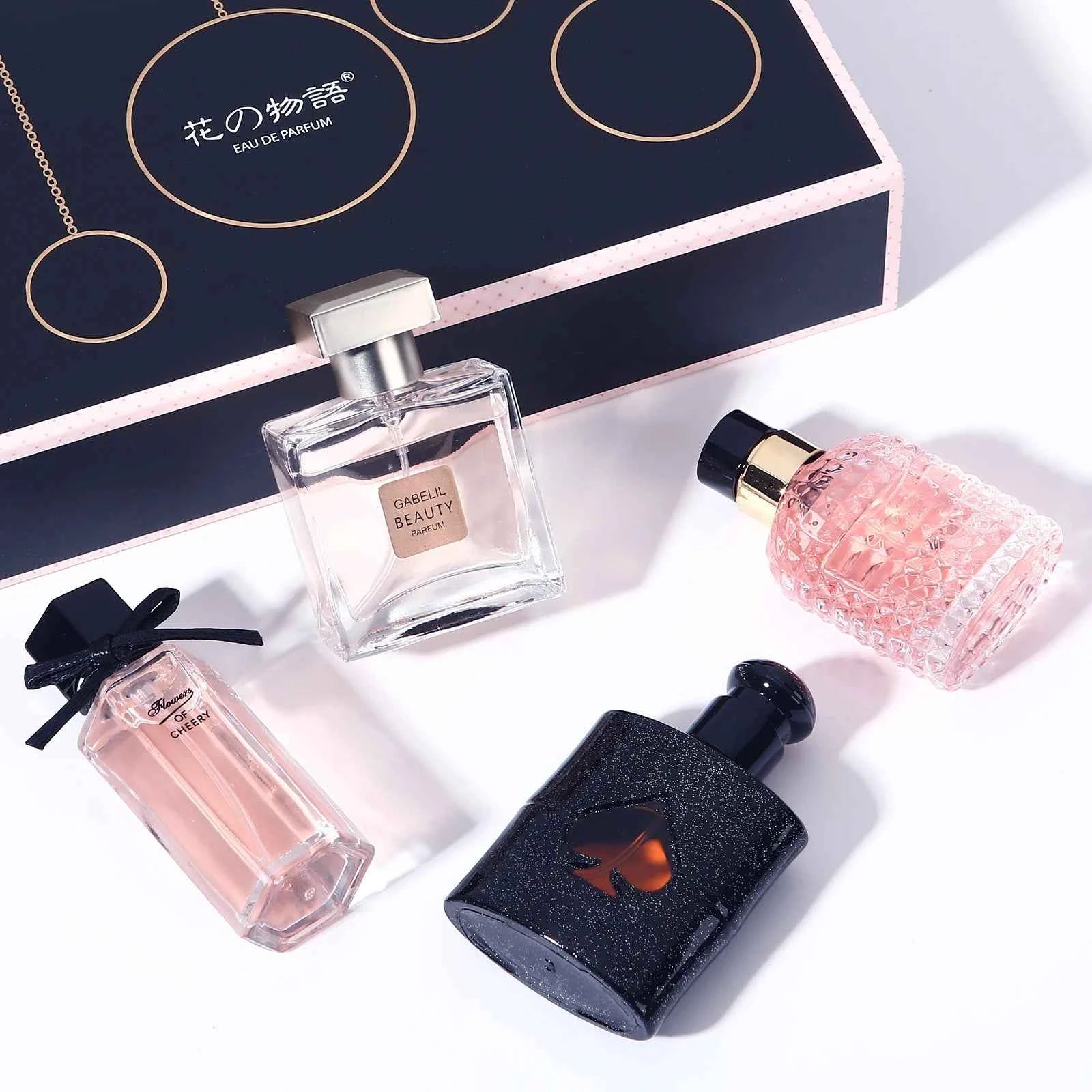 Gift Box Four Piece Set Women Perfume Spray 105ml Floral Scent Lasting Fragrance Pheromone Eau De Parfum Men Cologne Balminess