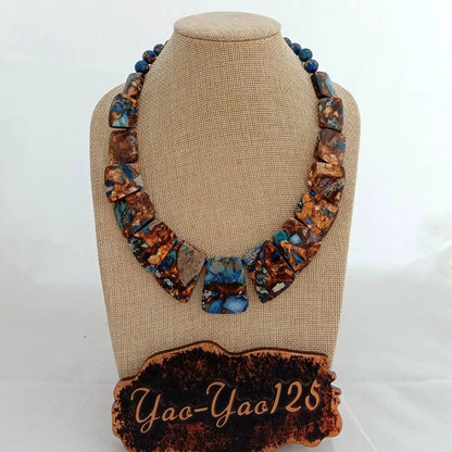 Y·YING 19'' Mixed Color Sea Sediment Imperial Jasper Graduated Necklace - AMULET RING STORE