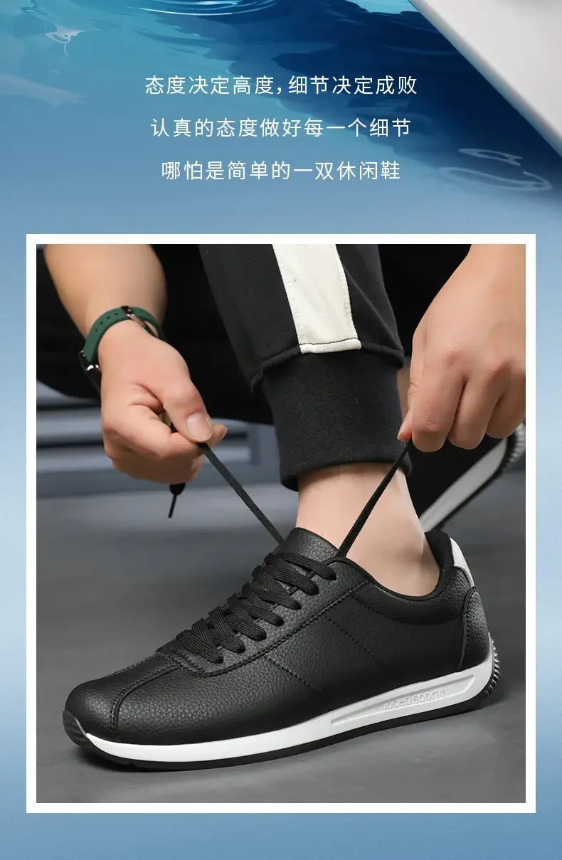 Leisure Running Summer Fashion Anti Slip Mountaineering PU Leather Sports Shoes Tennis Trend Hot Selling Men White Flat Shoes - AMULET RING STORE