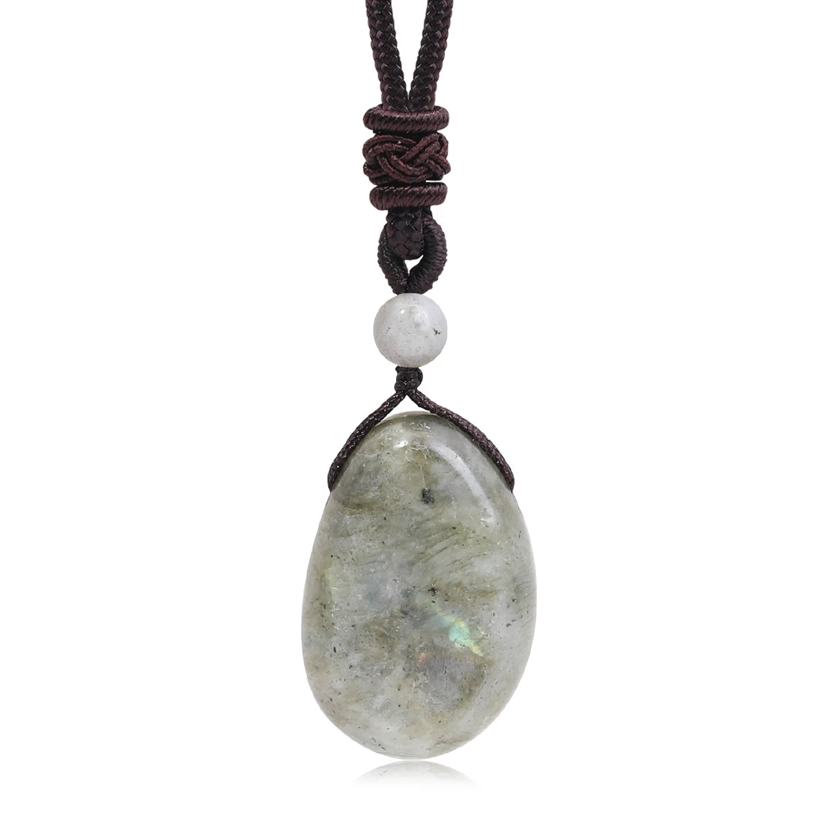 Casual Simple Natural Water Droplet Pendant Necklace Amethyst Opal Obsidian Red Agate Pendant Adjustable Cord Chain Necklace