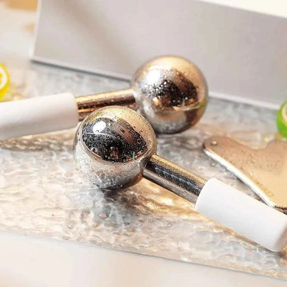 Facial Ice Globes Cold Hot Stainless Steel Facial Roller Skin Beauty Spa Cooling Globe Massage Ball Face Care Cryo Freeze Stick